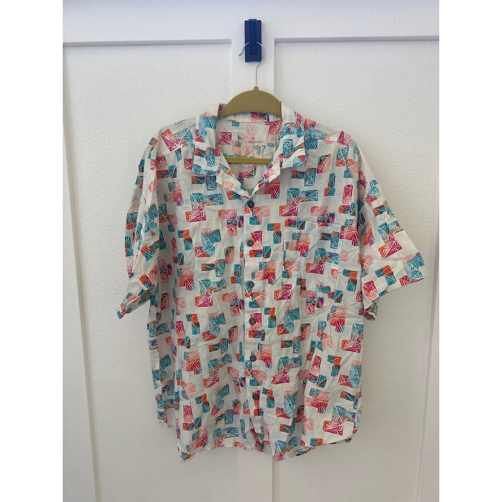 Vintage Paradise of the Pacific, Size L Hawaiian men's shirt, Geometric Print